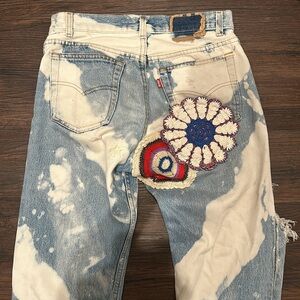 **One-of-a-Kind Vintage Levi's (W28 L32) – Hand-Embroidered & Custom Dyed**